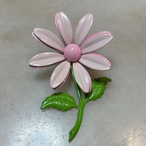 Pink and Green Flower Brooch